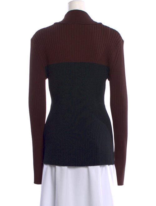 Marina Moscone Colorblock Pattern Mock Neck Sweater