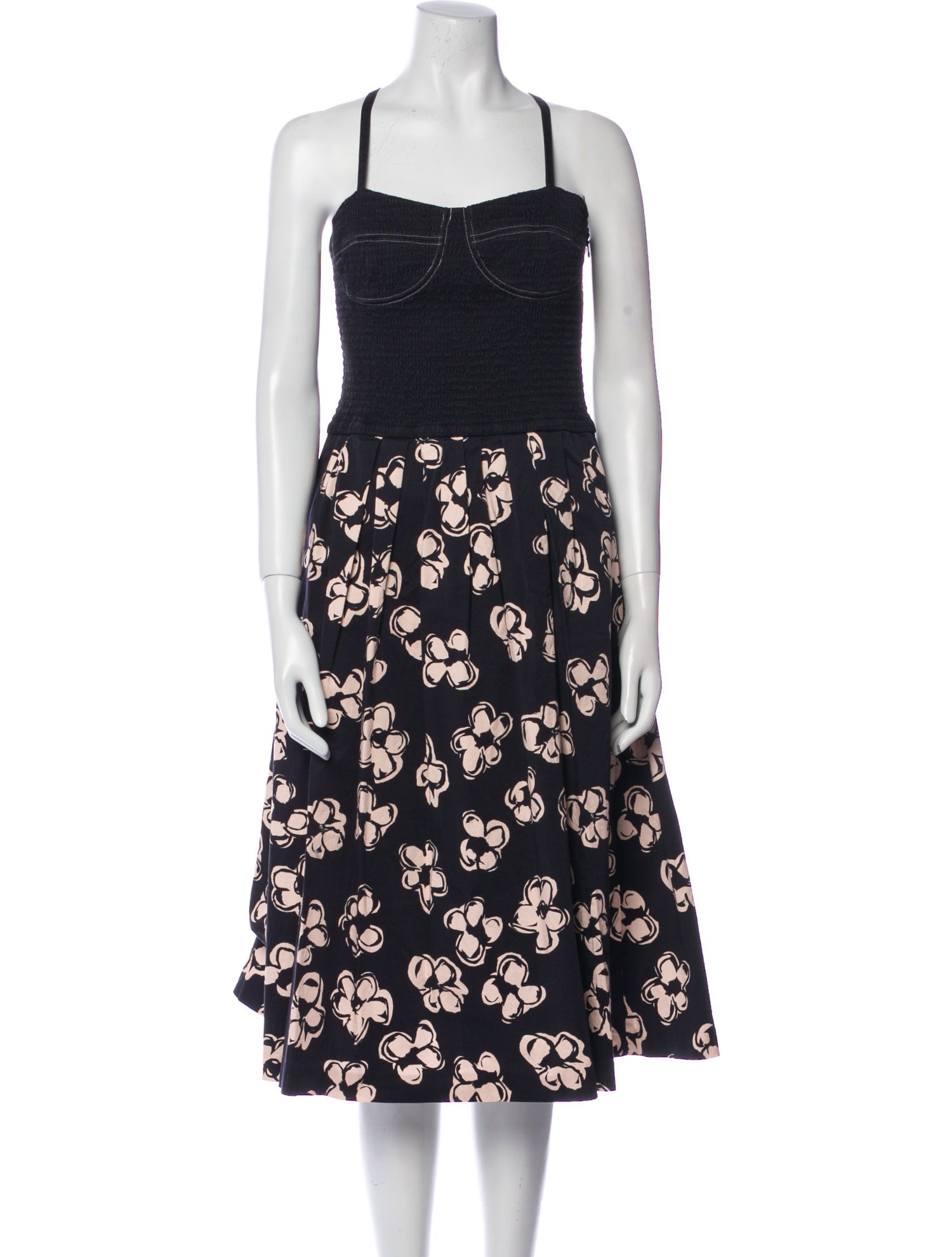 Marina Moscone Floral Print Midi Length Dress