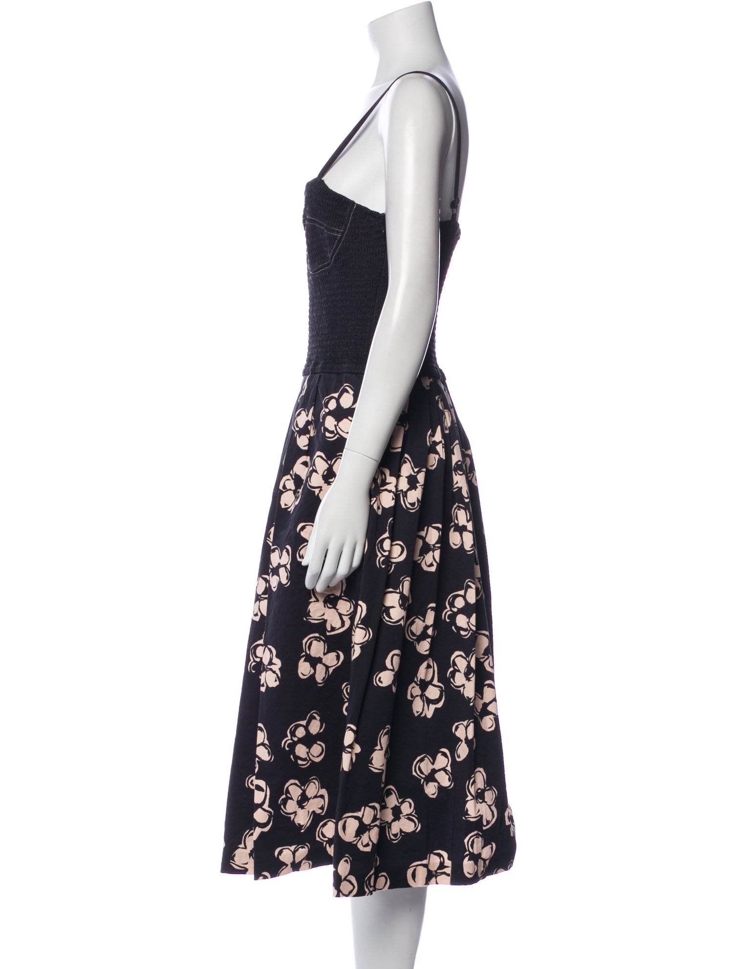 Marina Moscone Floral Print Midi Length Dress