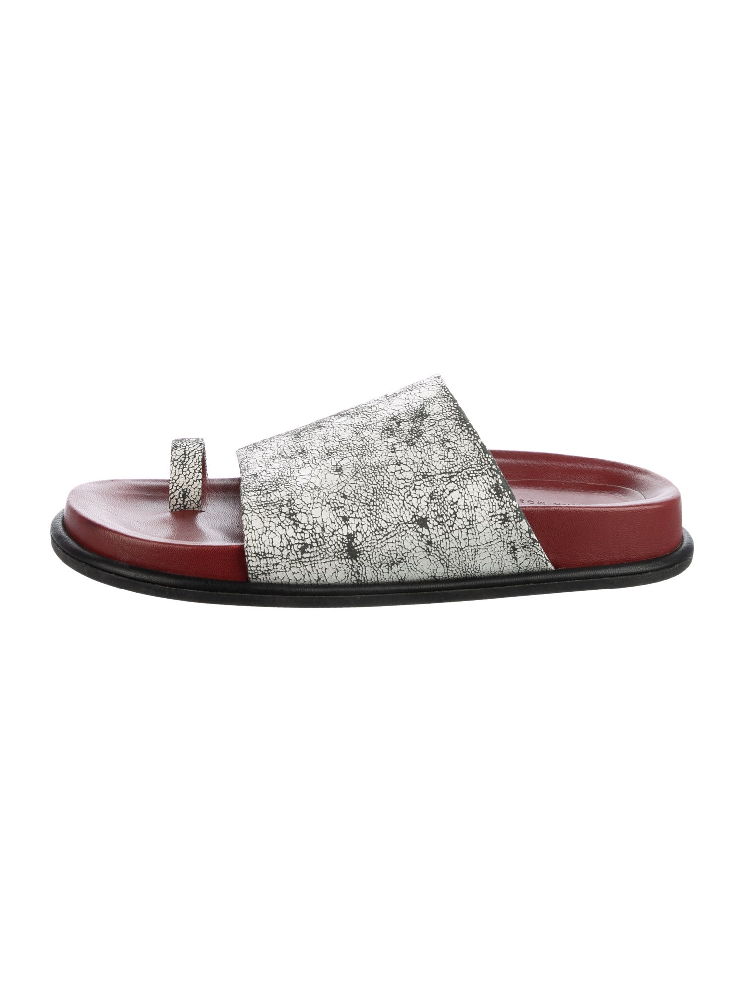 Marina Moscone Leather Printed Slides
