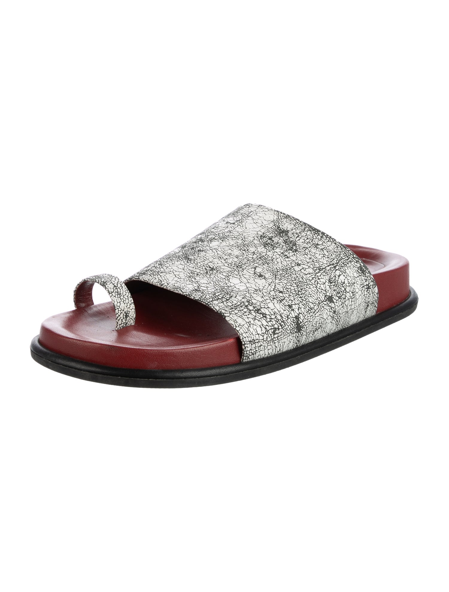 Marina Moscone Leather Printed Slides