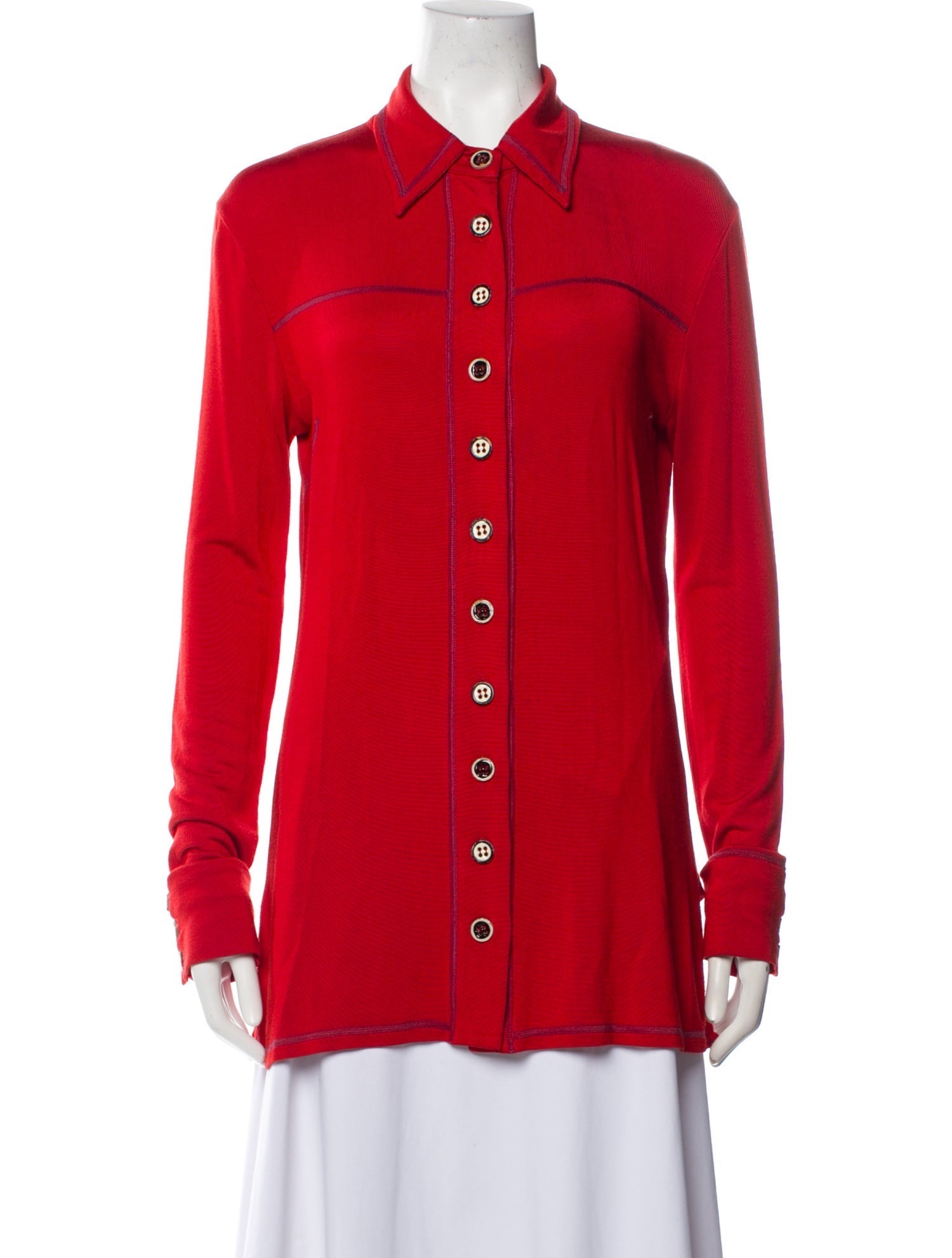 Marina Moscone Long Sleeve Button-Up Top