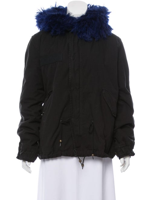 Mr & Mrs Italy Fur-Trimmed Hooded Jacket Black