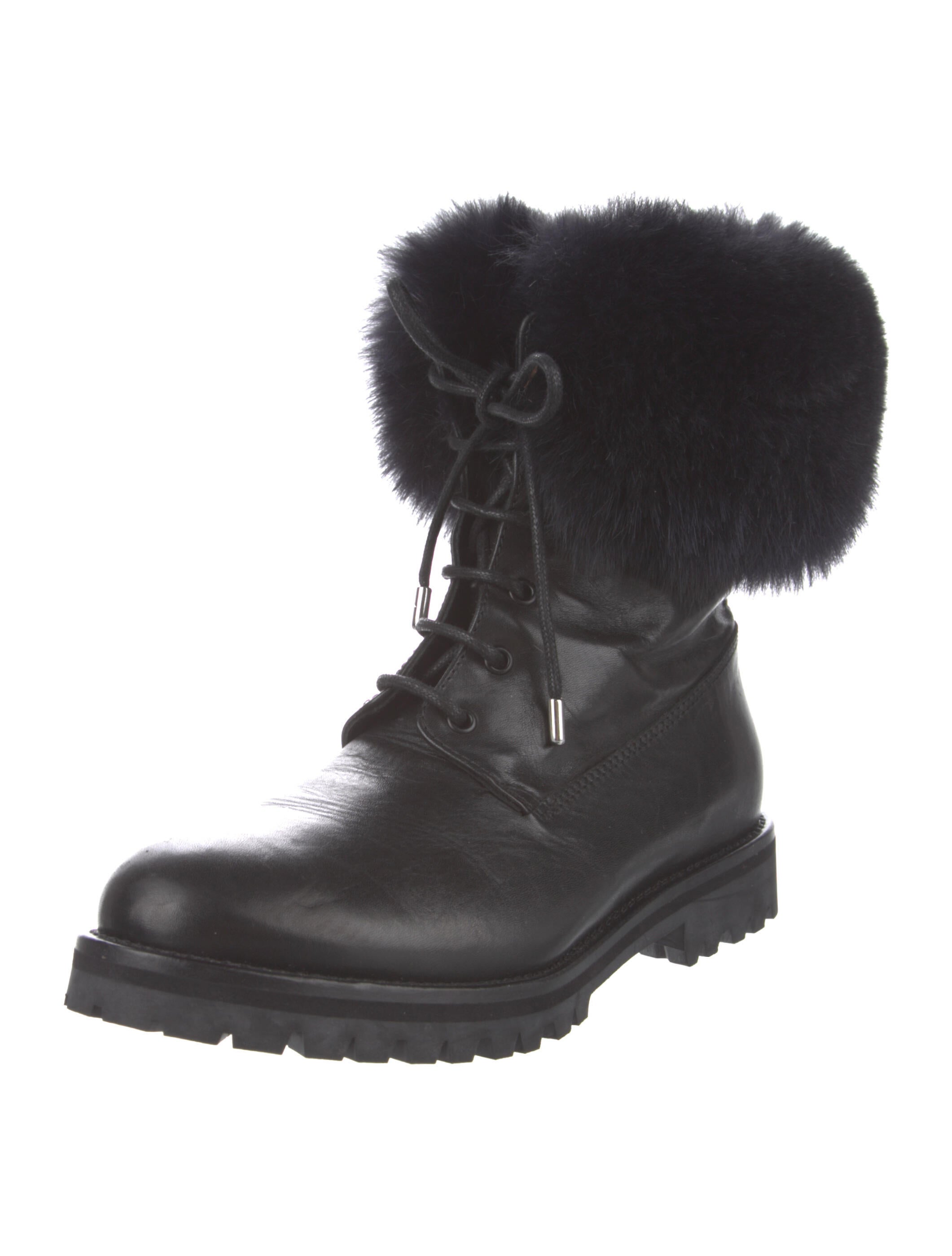 Mr & Mrs Italy Leather Combat Boots Black Boots, Shoes MMI21768