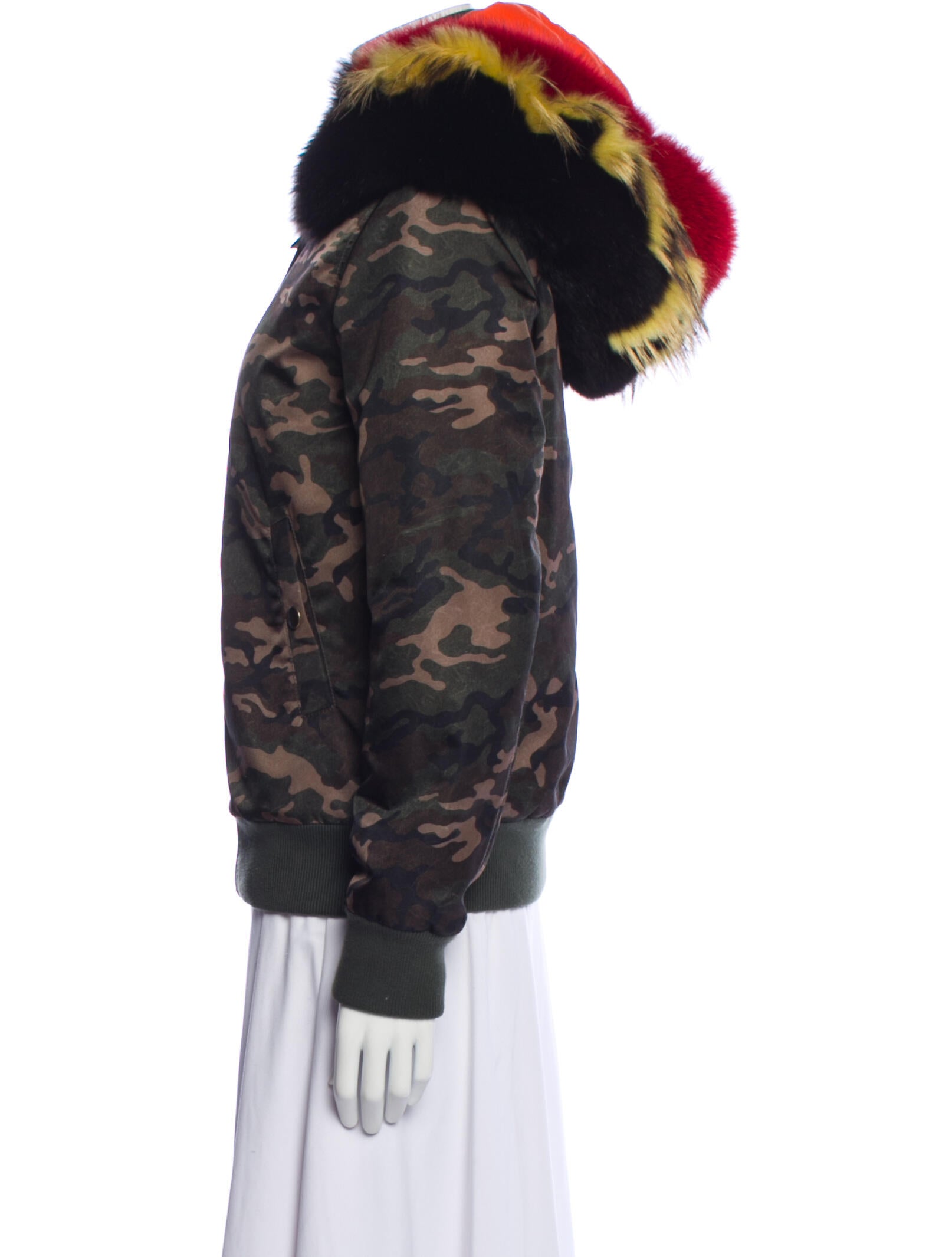 Mr & Mrs Italy Camouflage Print Faux Fur Coat Green Coats, Clothing