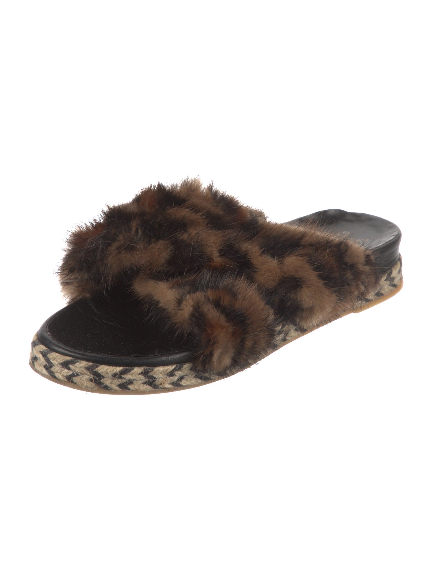 Mr & Mrs Italy Fur Animal Print Slides