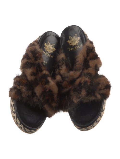 Mr & Mrs Italy Fur Animal Print Slides