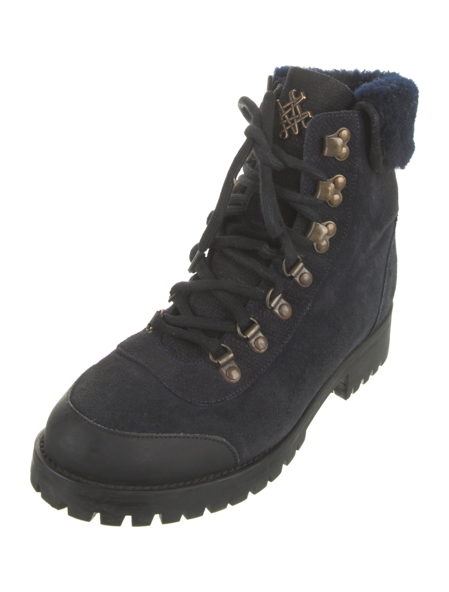 Mr & Mrs Italy Suede Fur Trim Combat Boots