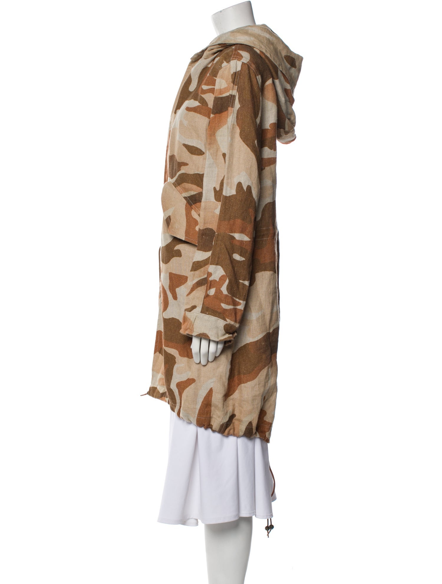 Mr & Mrs Italy Linen Camouflage Print Faux Fur Coat