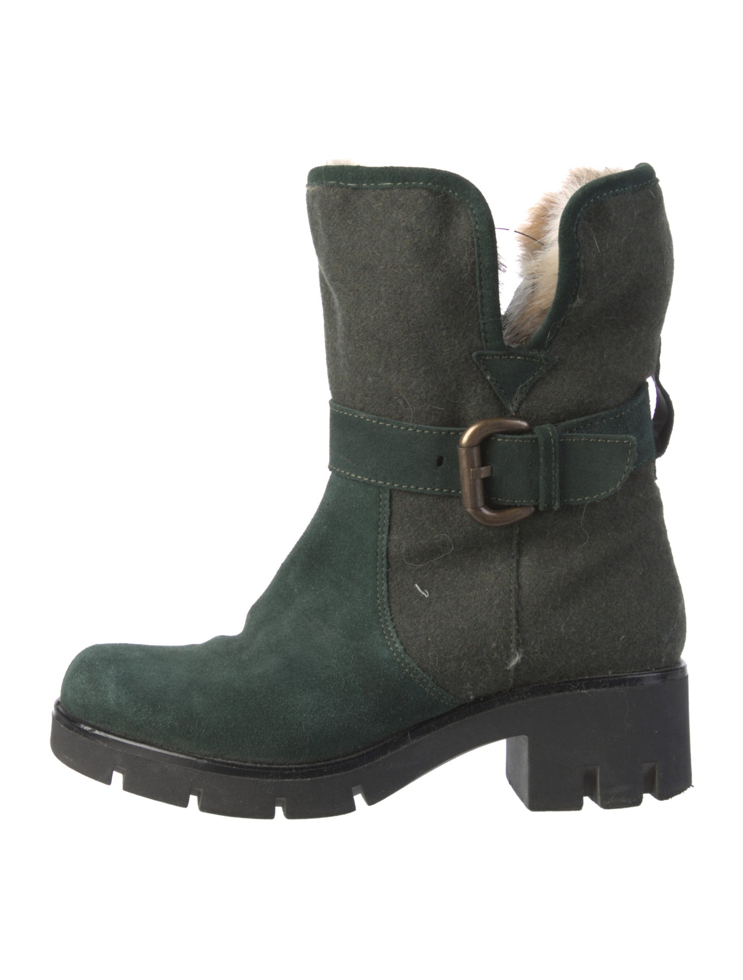 Mr & Mrs Italy Suede Fur Trim Moto Boots