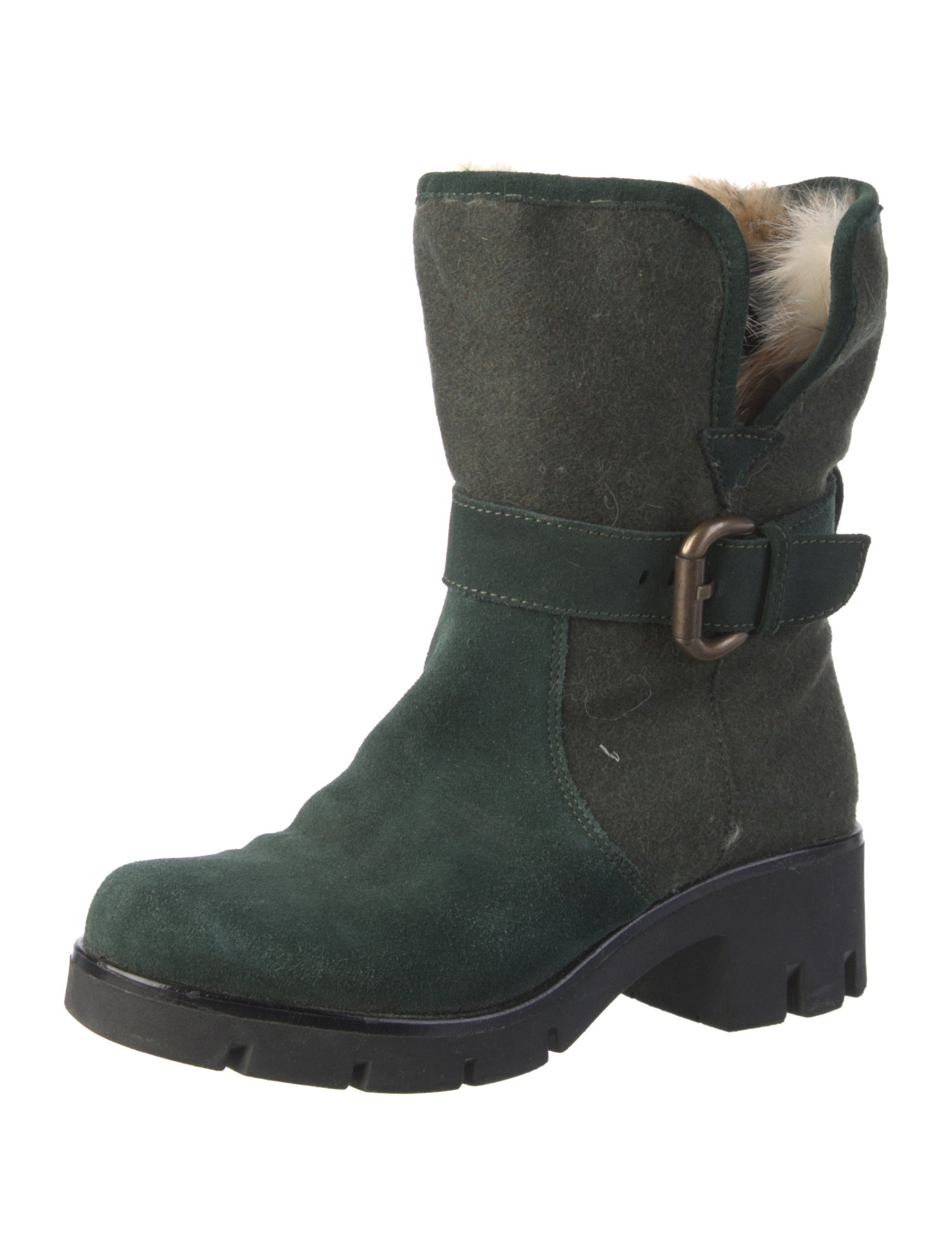 Mr & Mrs Italy Suede Fur Trim Moto Boots