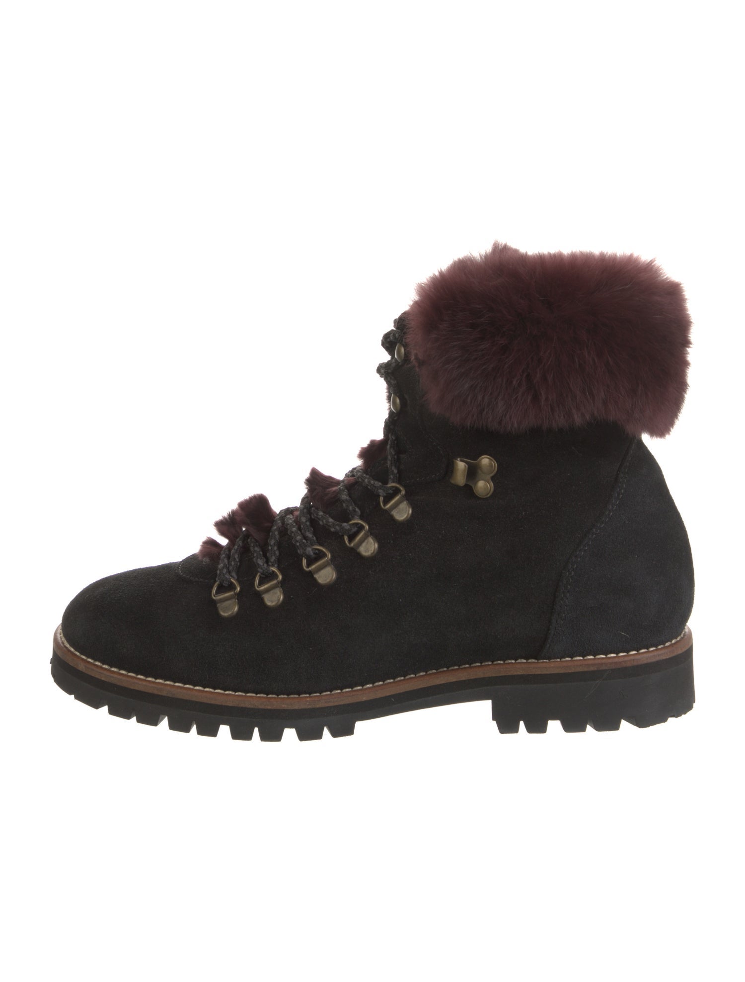 Mr & Mrs Italy Suede Fur Trim Combat Boots