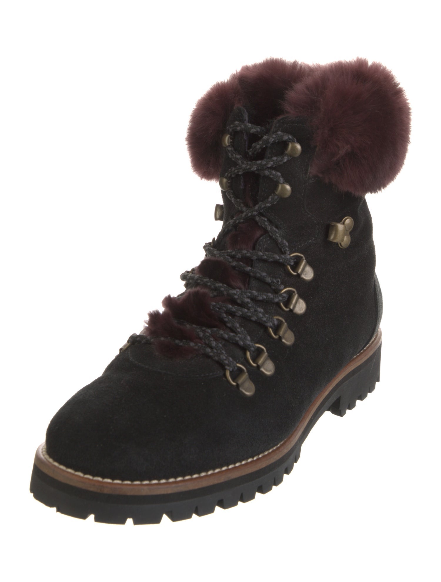Mr & Mrs Italy Suede Fur Trim Combat Boots