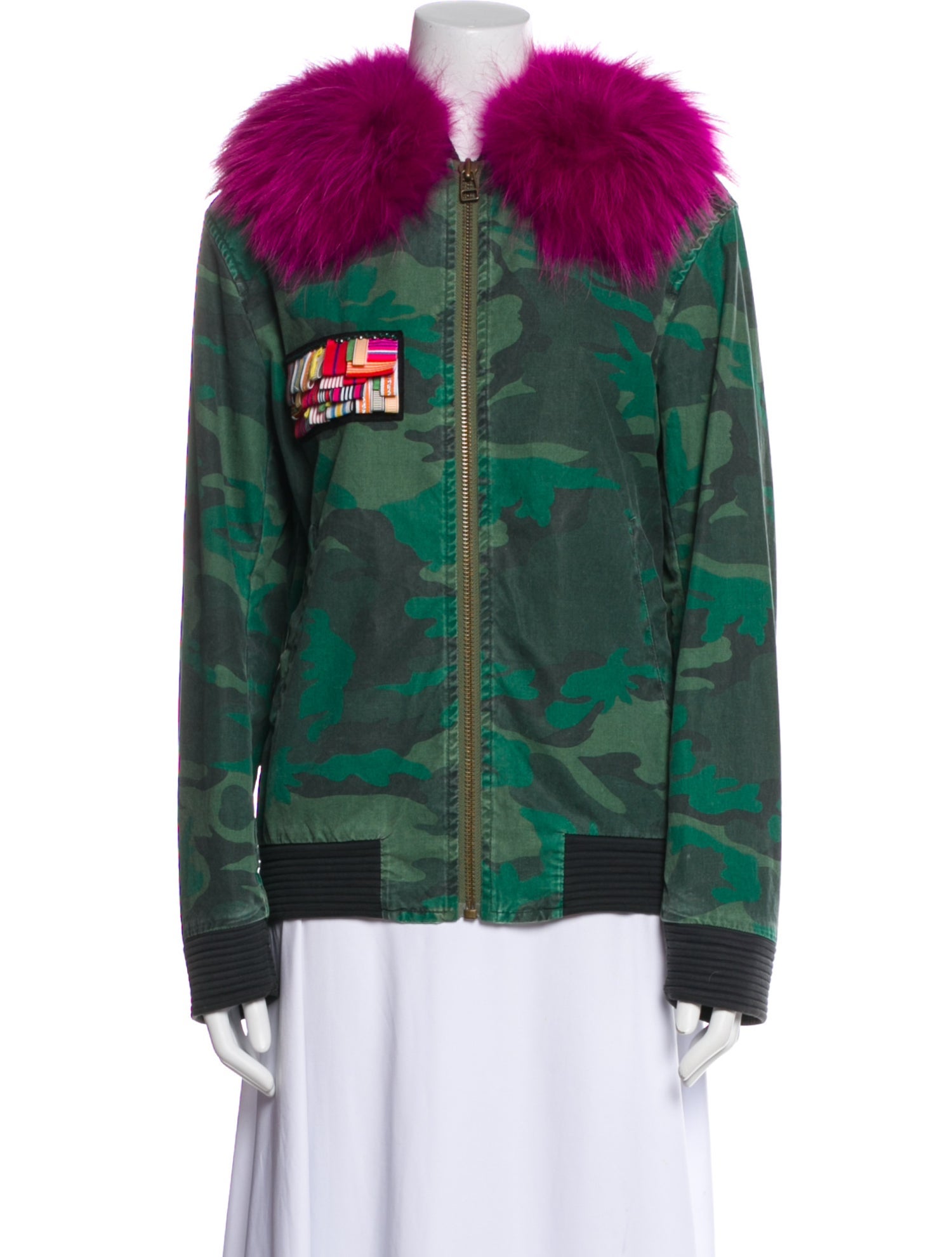 Mr & Mrs Italy Camouflage Print Fur Jacket