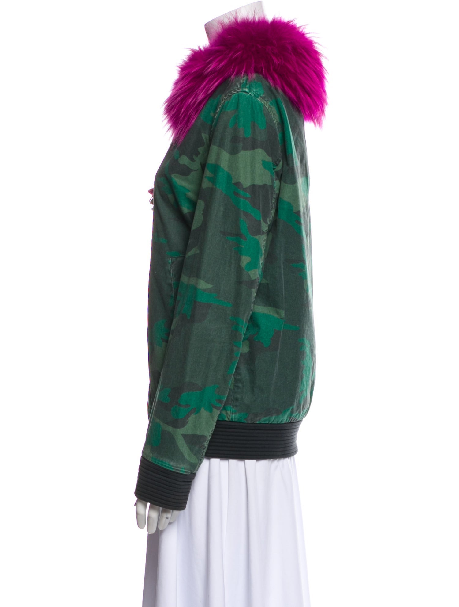 Mr & Mrs Italy Camouflage Print Fur Jacket