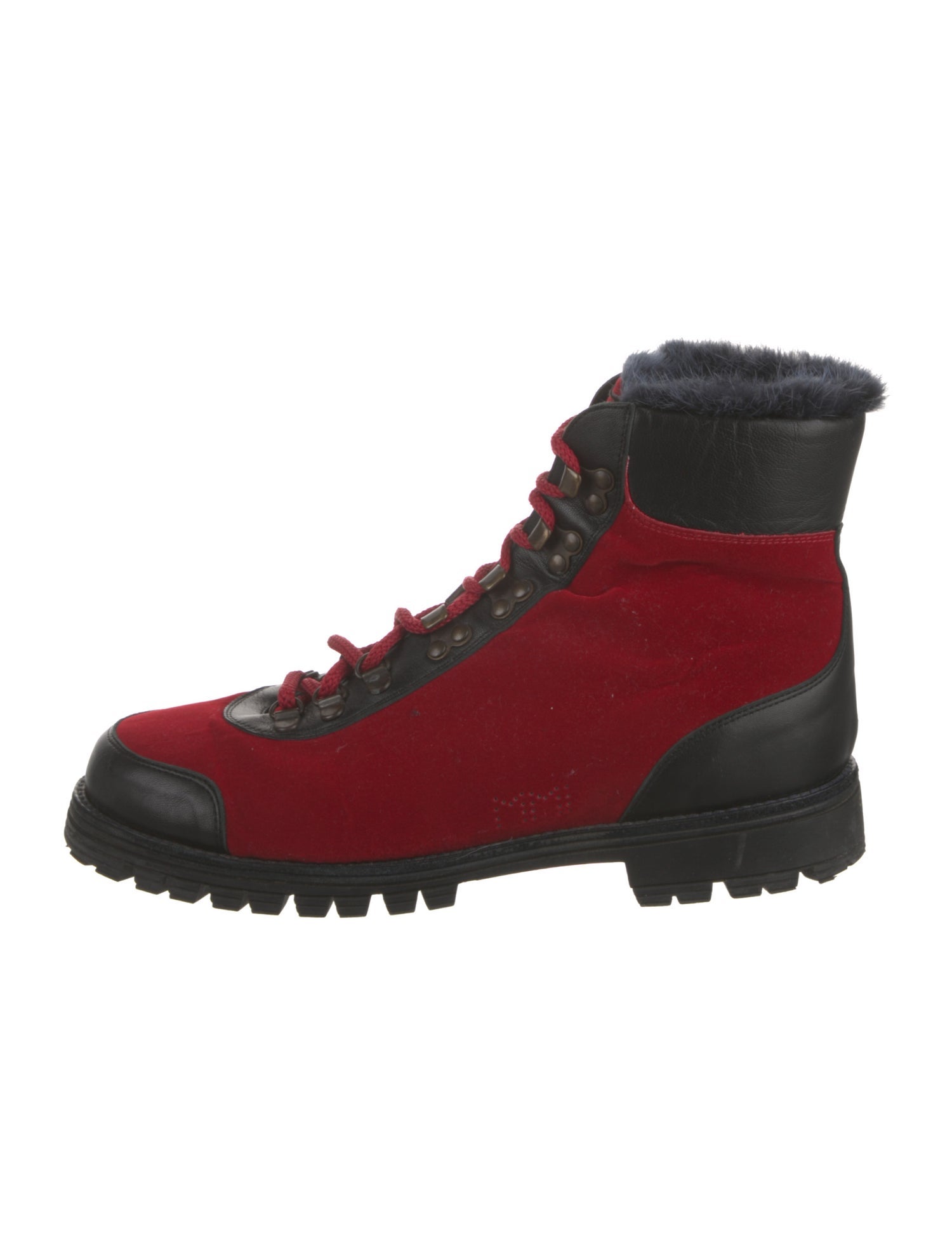 Mr & Mrs Italy Velvet Colorblock Pattern Combat Boots