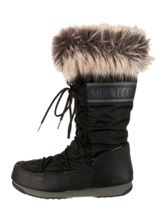 Moon Boot Printed Faux Fur Trim Lace-Up Boots