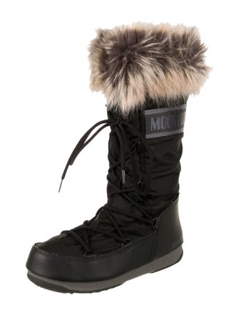 Moon Boot Printed Faux Fur Trim Lace-Up Boots