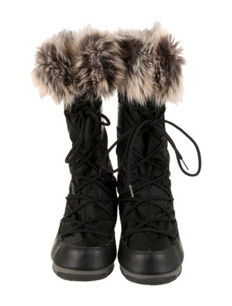 Moon Boot Printed Faux Fur Trim Lace-Up Boots
