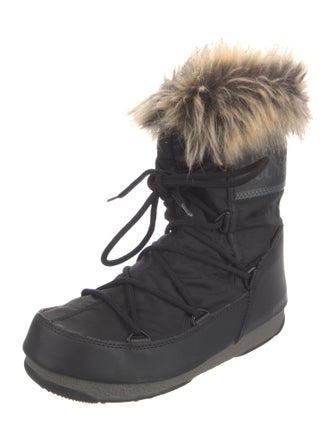 Moon Boot Nylon Faux Fur Trim Lace-Up Boots