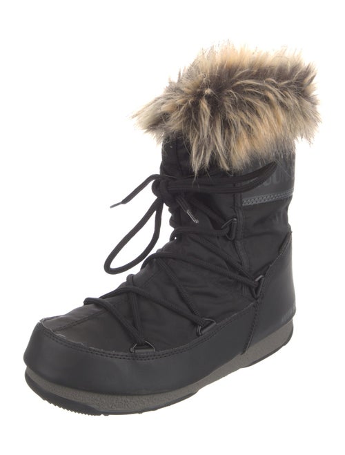 Moon Boot Nylon Faux Fur Trim Lace-Up Boots