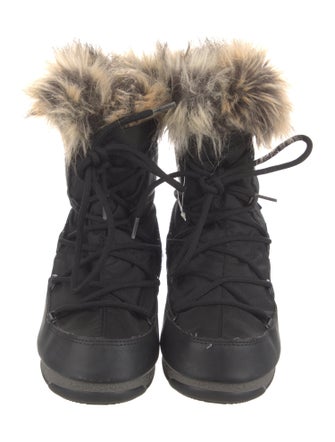 Moon Boot Nylon Faux Fur Trim Lace-Up Boots