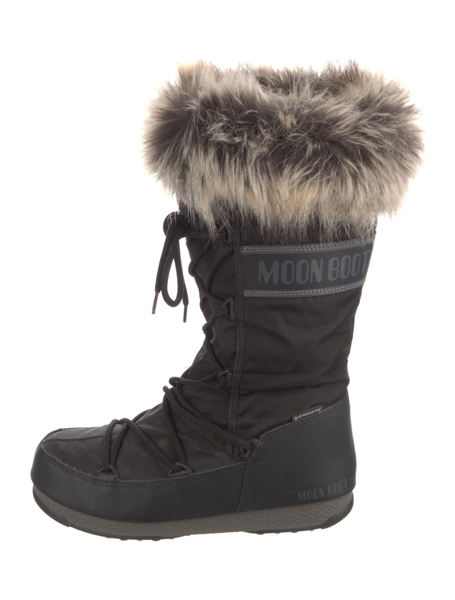 Moon Boot Nylon Fur Trim Lace-Up Boots