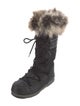Moon Boot Nylon Fur Trim Lace-Up Boots