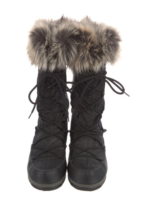 Moon Boot Nylon Fur Trim Lace-Up Boots