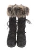 Moon Boot Nylon Fur Trim Lace-Up Boots