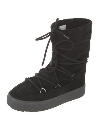 Moon Boot Suede Faux Fur Trim Lace-Up Boots
