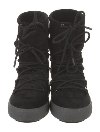Moon Boot Suede Faux Fur Trim Lace-Up Boots