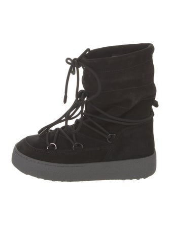 Moon Boot Suede Faux Fur Trim Lace-Up Boots