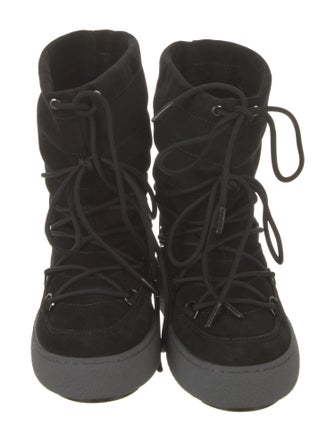 Moon Boot Suede Faux Fur Trim Lace-Up Boots