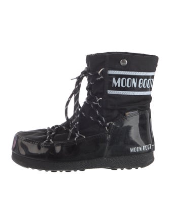 Moon Boot Patent Leather Printed Lace-Up Boots
