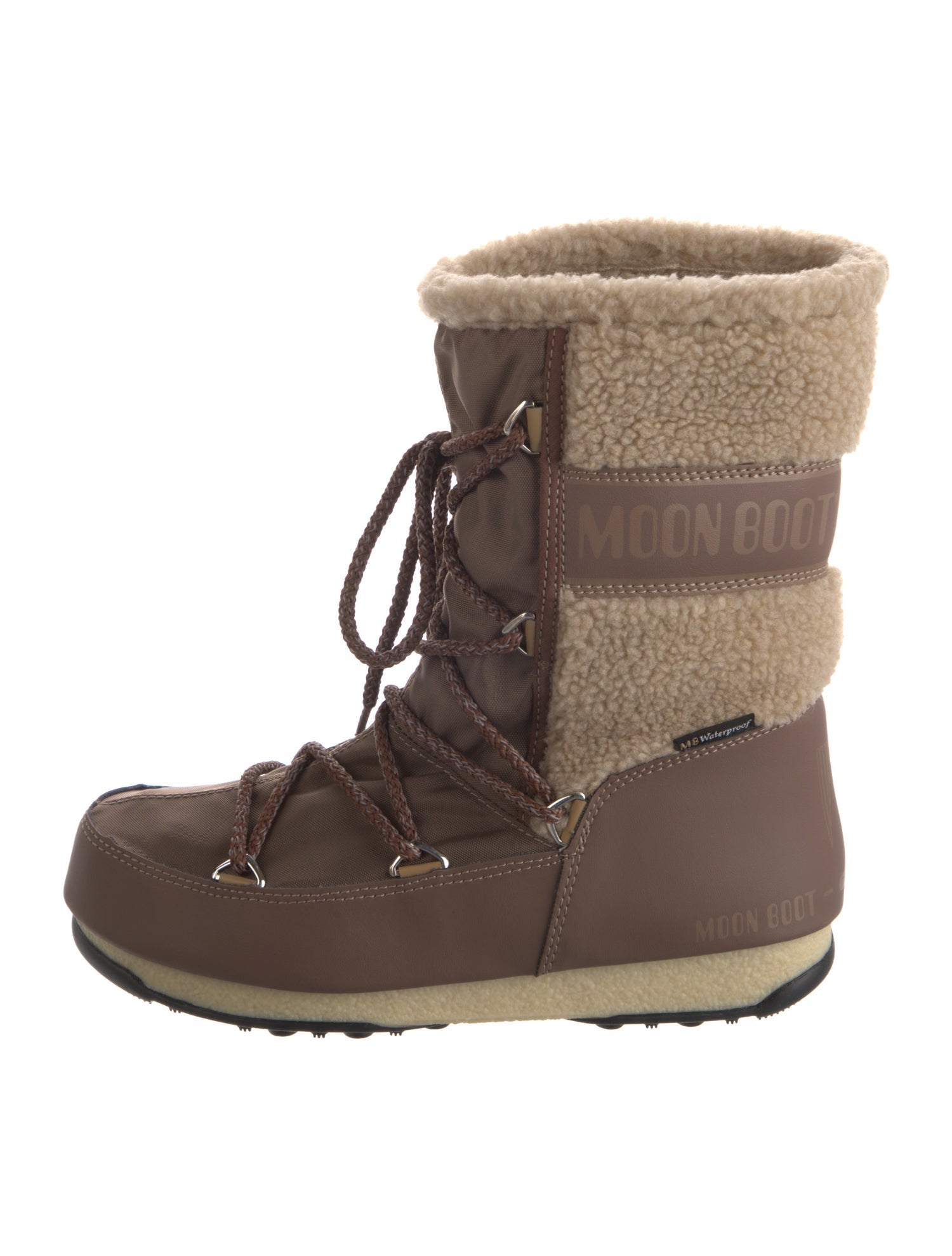 Moon Boot Leather Colorblock Pattern Lace-Up Boots