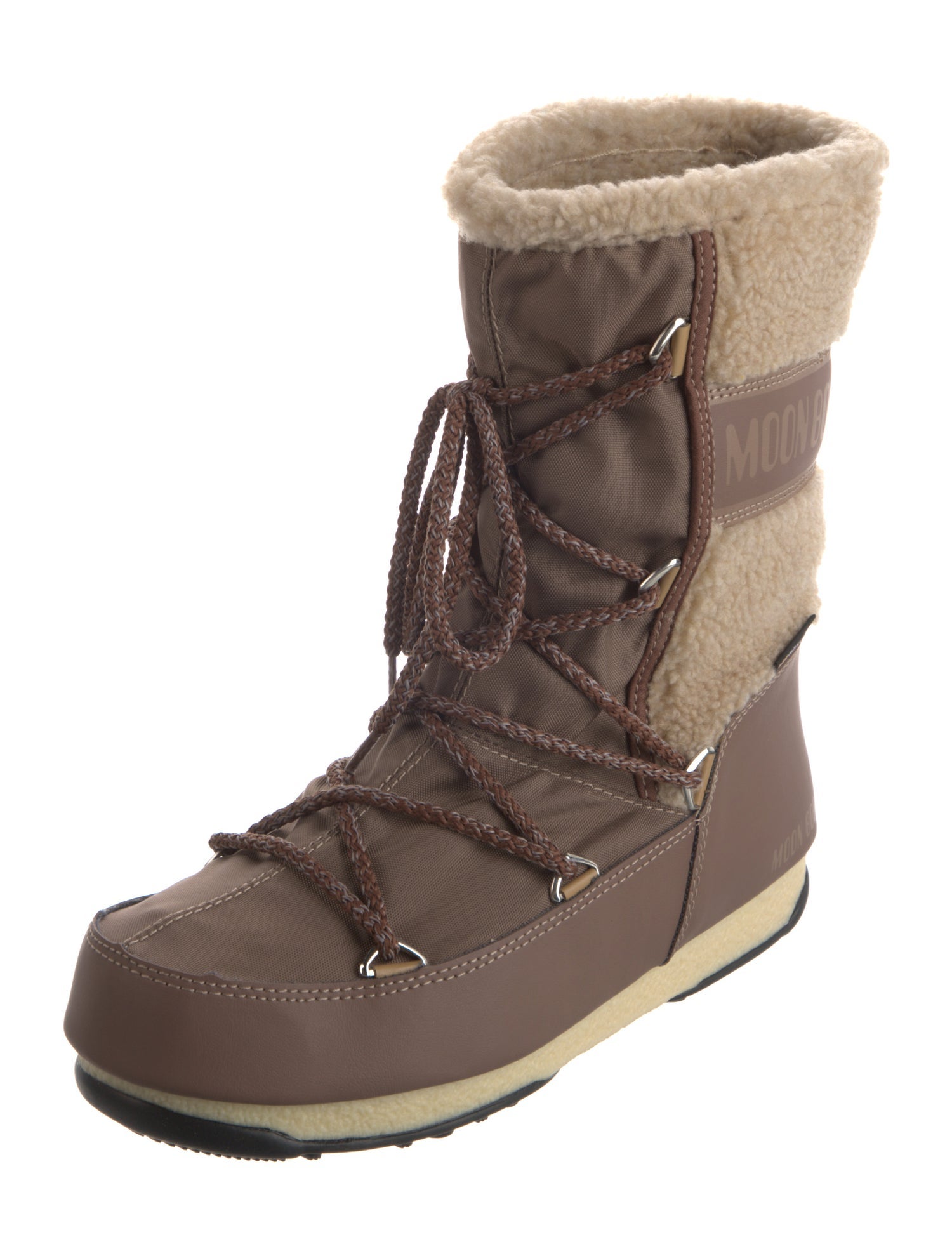 Moon Boot Leather Colorblock Pattern Lace-Up Boots