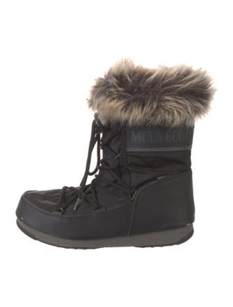 Moon Boot Nylon Faux Fur Trim Boots