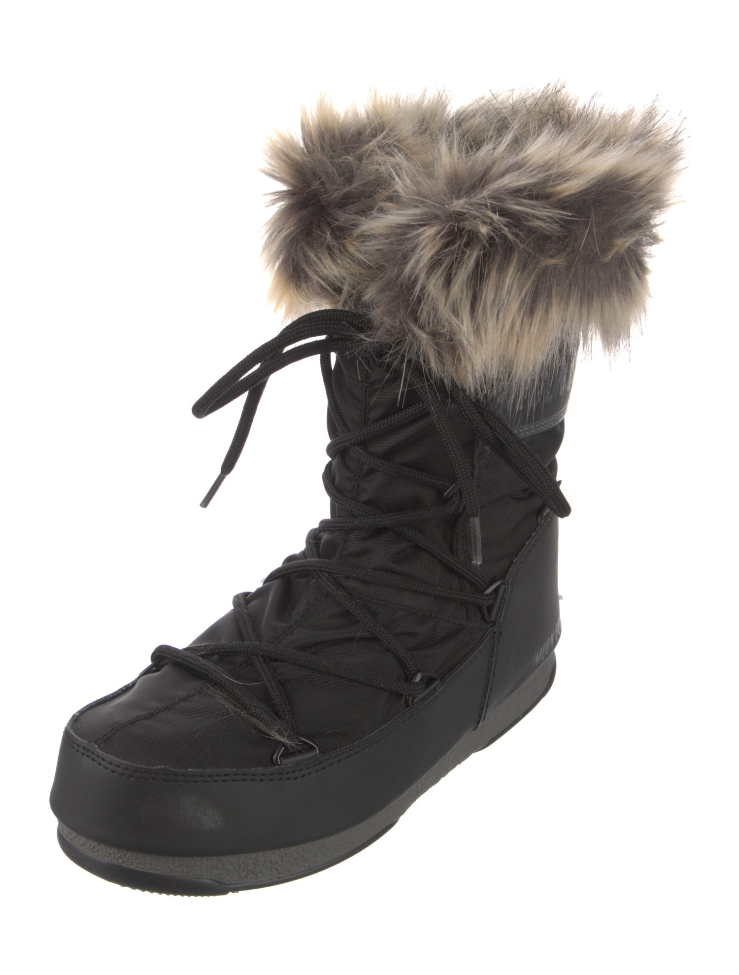 Moon Boot Nylon Faux Fur Trim Lace-Up Boots