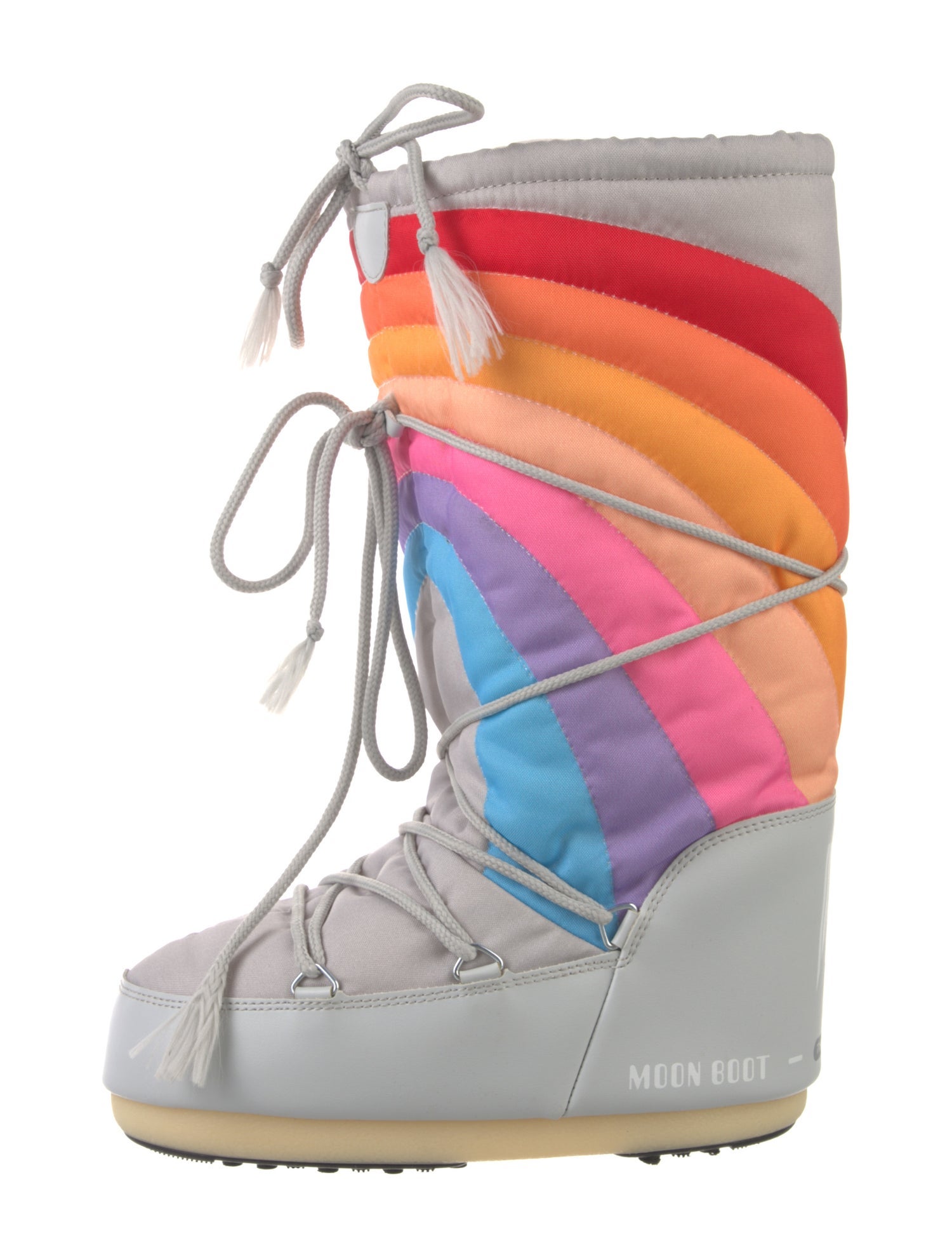 Moon Boot Nylon Colorblock Pattern Lace-Up Boots