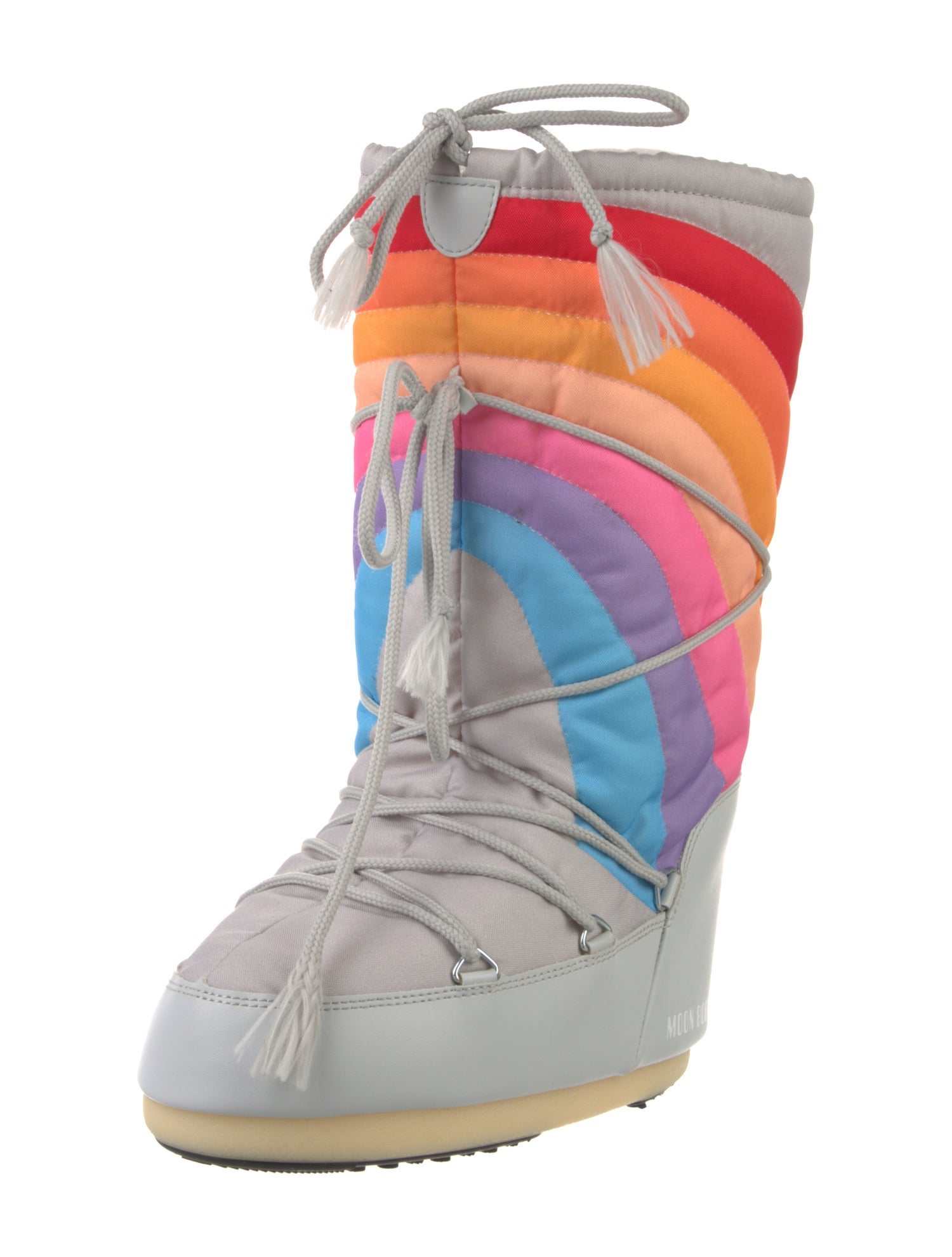Moon Boot Nylon Colorblock Pattern Lace-Up Boots