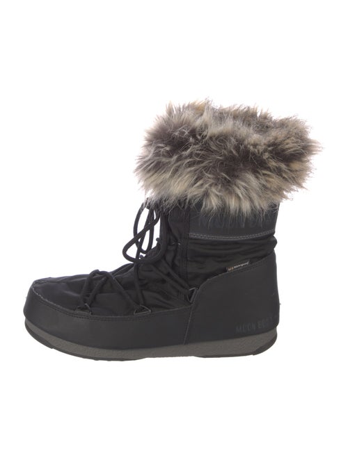 Moon Boot Nylon Faux Fur Trim Lace-Up Boots