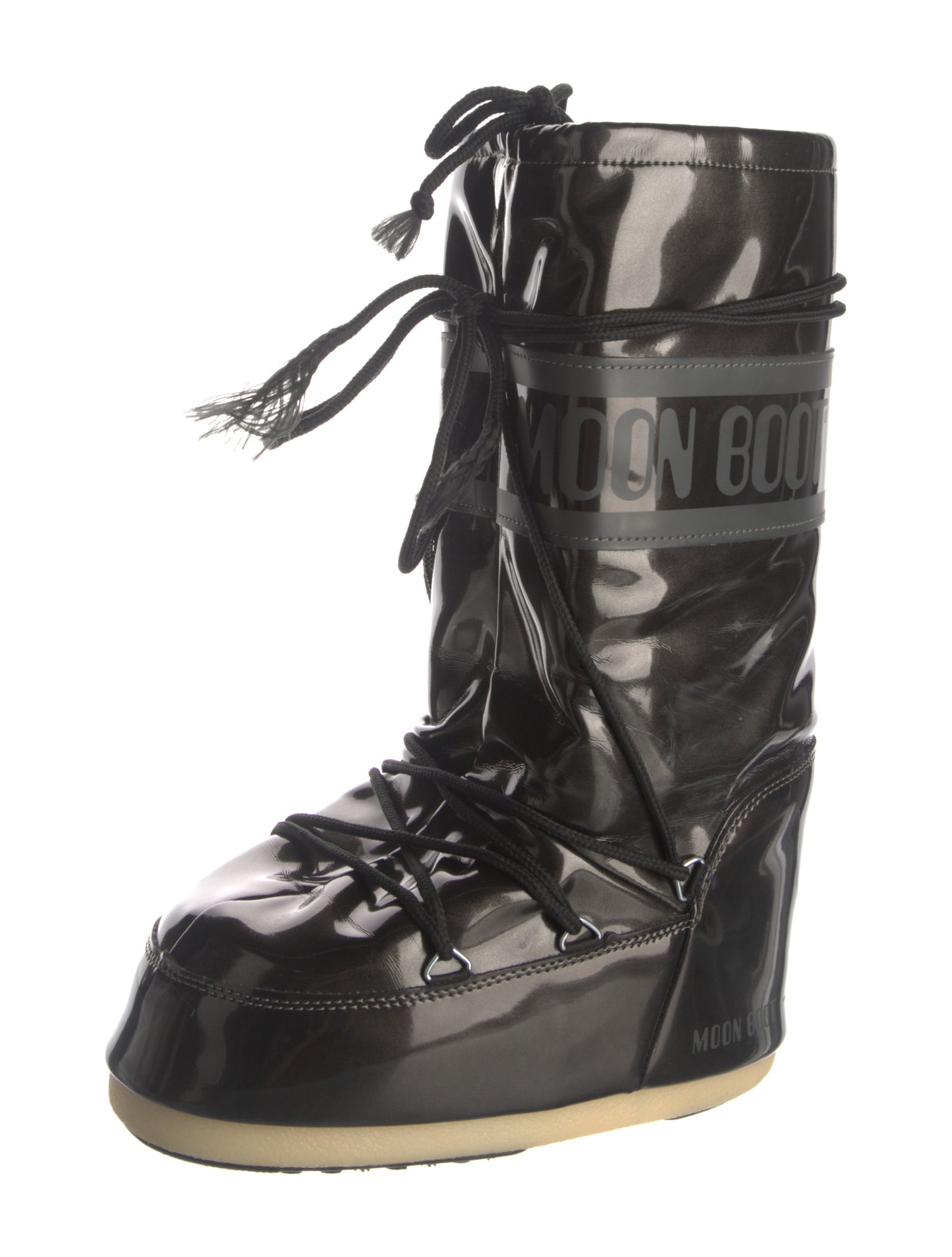 Moon Boot Patent Leather Lace-Up Boots