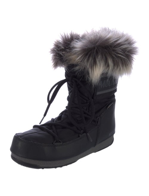 Moon Boot Nylon Faux Fur Trim Lace-Up Boots