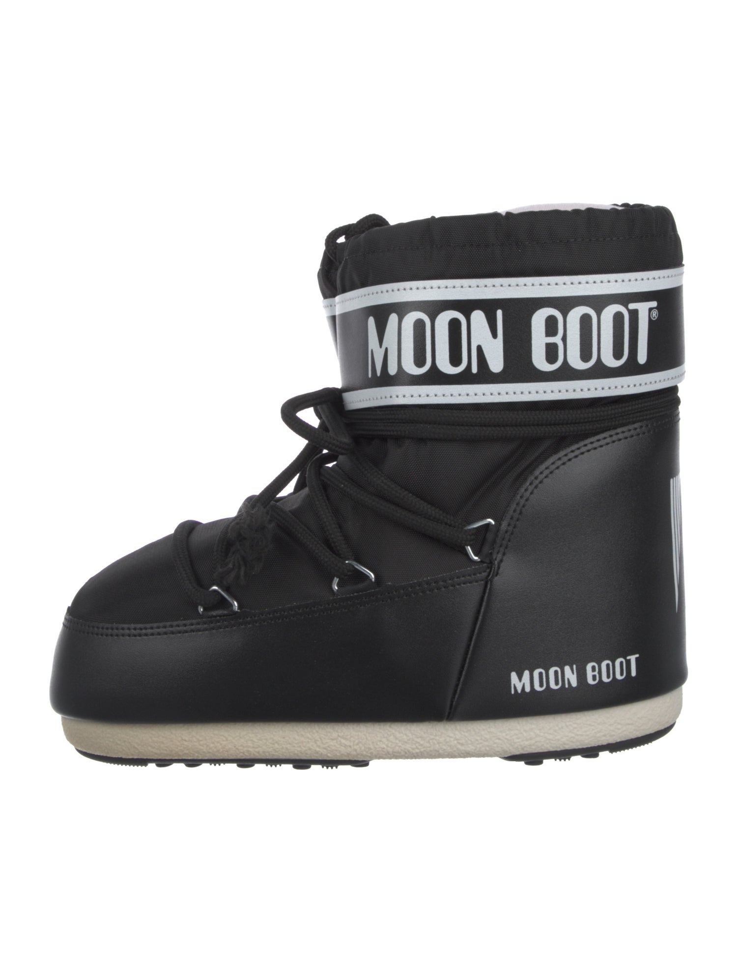 Moon Boot Nylon Leather Trim Embellishment Lace-Up Boots