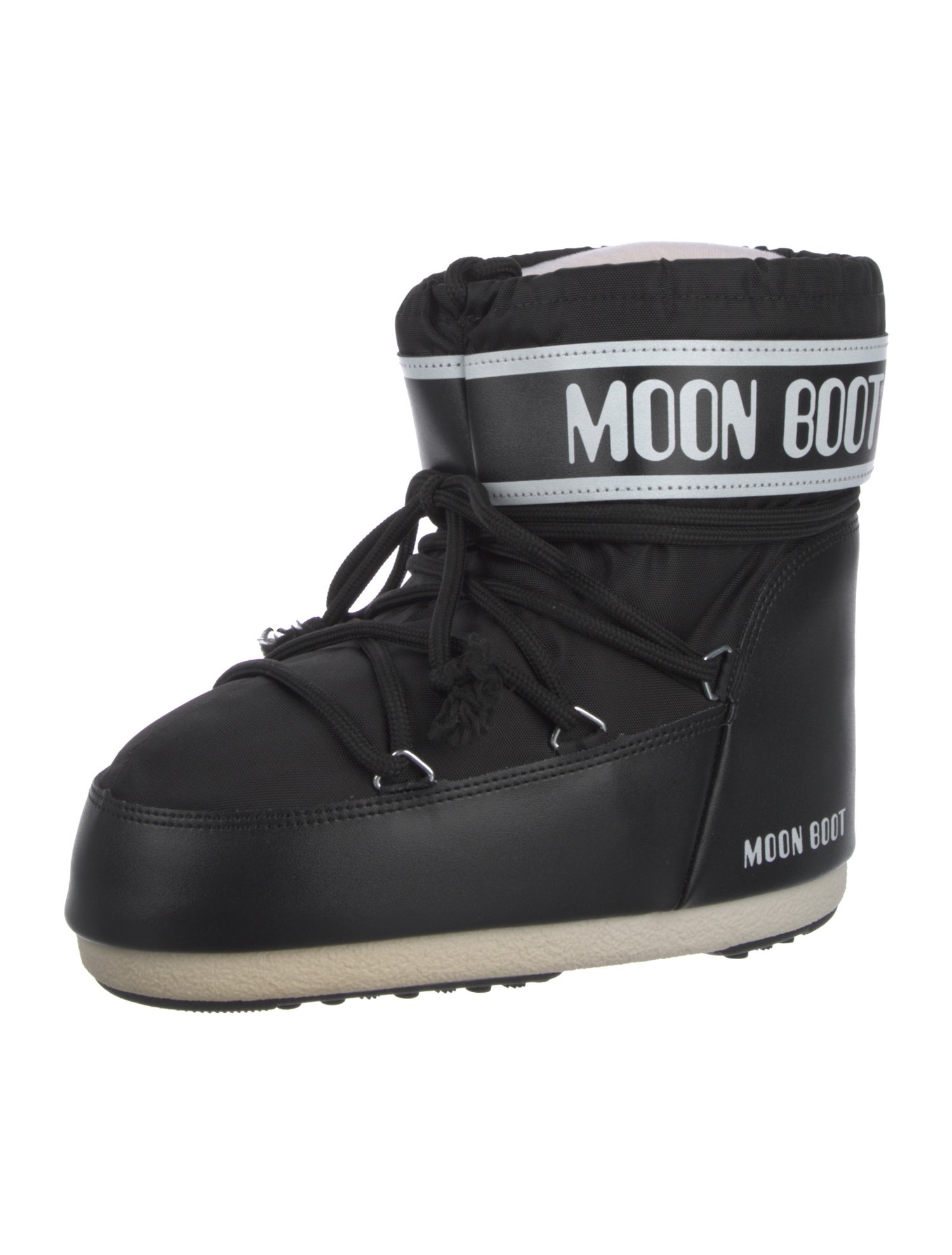 Moon Boot Nylon Leather Trim Embellishment Lace-Up Boots