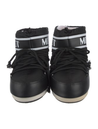 Moon Boot Nylon Leather Trim Embellishment Lace-Up Boots