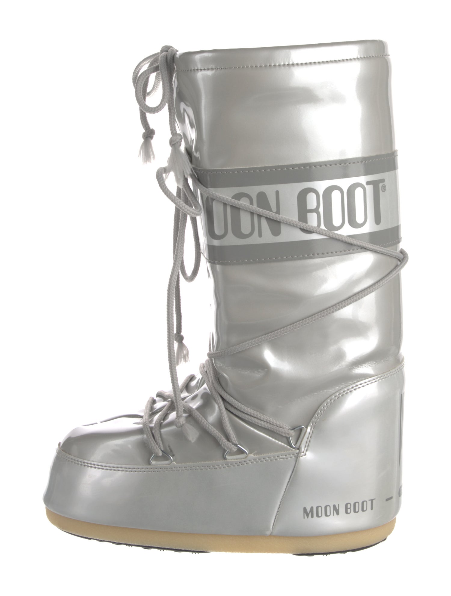 Moon Boot Vegan Patent Leather Graphic Print Lace-Up Boots