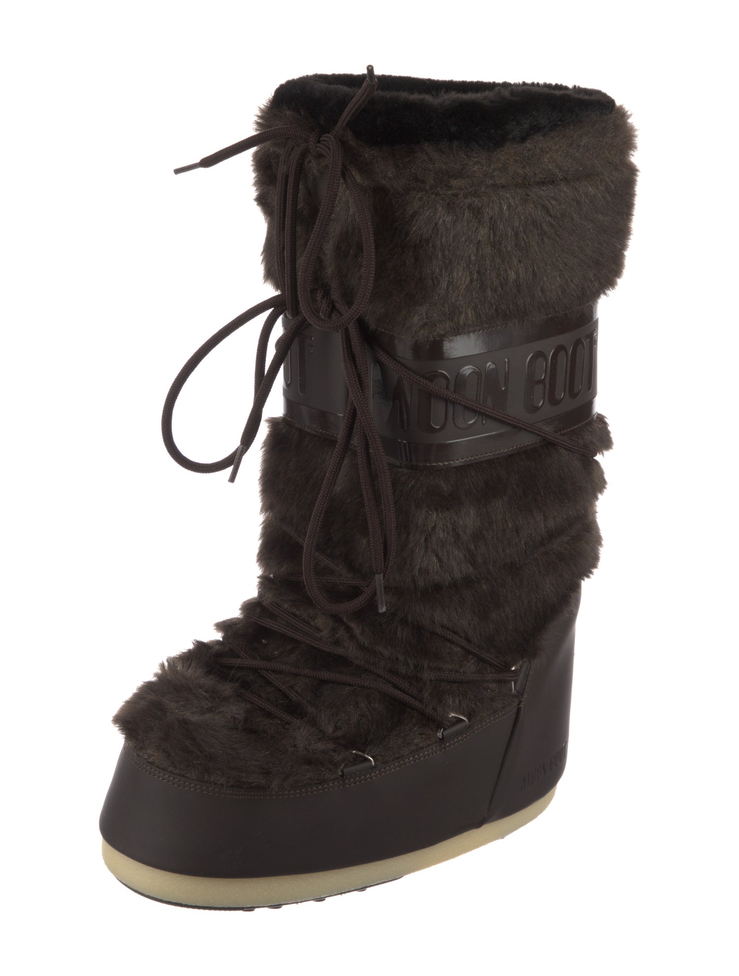 Moon Boot Fur Colorblock Pattern Snow Boots