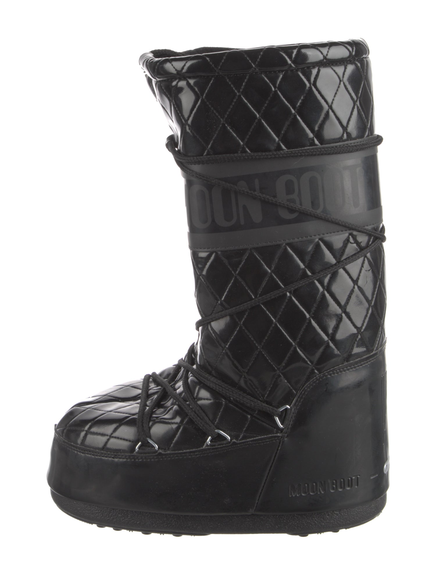 Moon Boot Patent Leather Lace-Up Boots